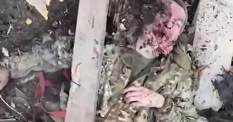 Знищений рашист внаслідок вдалого удару українського дрона на Куп'янському напрямку. ВІДЕО 18+