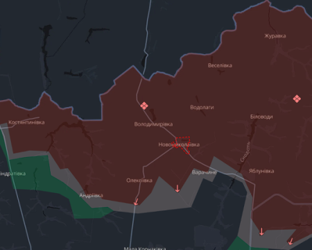 Російські війська взяли під контроль Новомиколаївку та здійснили просування на кількох фронтах, повідомляє DeepState.