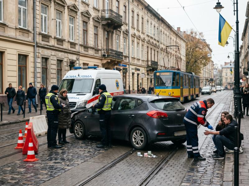 Аварія на вулиці Шевченка у Львові: водій автомобіля Kia збив 26-річну жінку-пішохода.